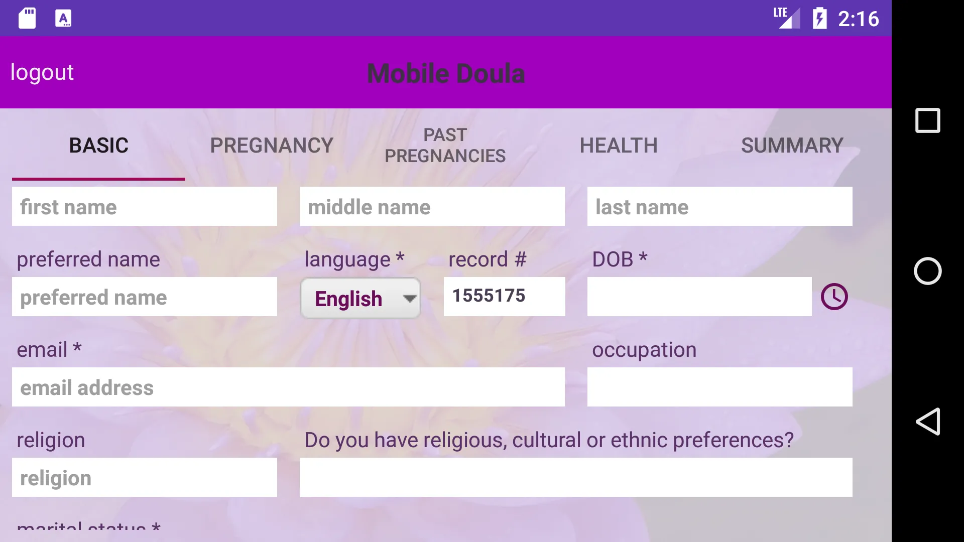 Mobile Doula Client Portal | Indus Appstore | Screenshot