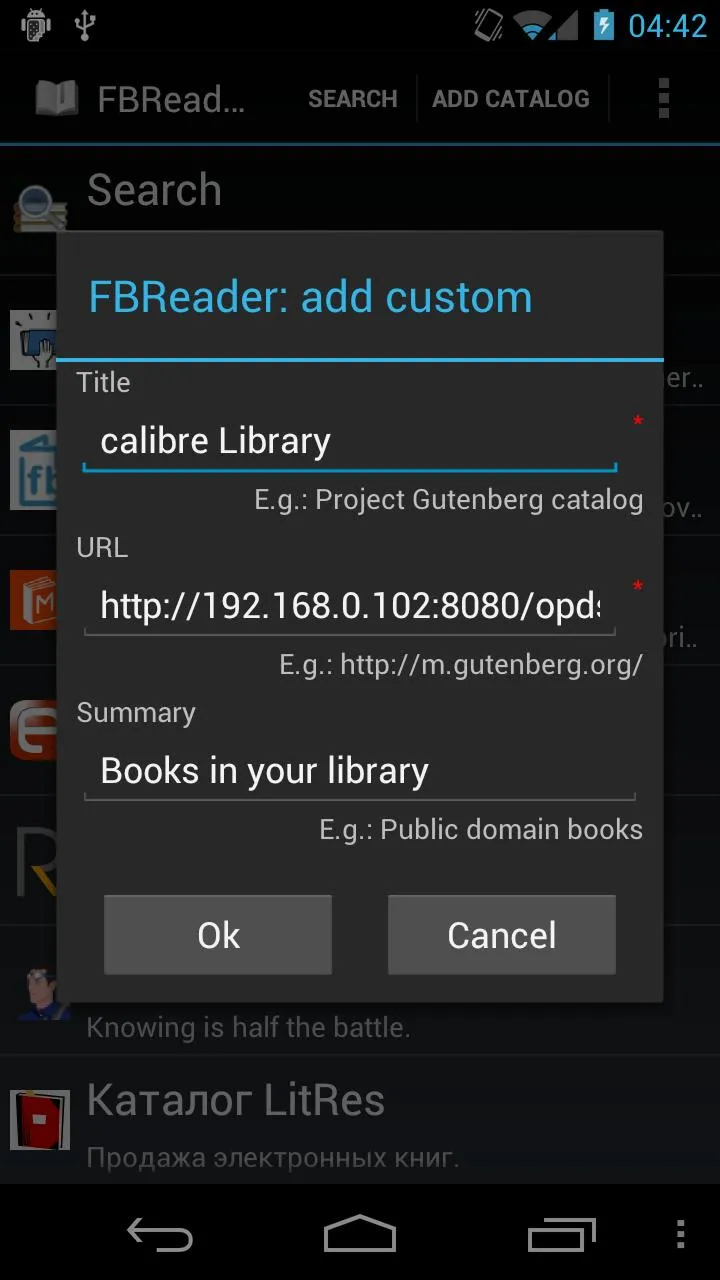 FBReader: Calibre connection | Indus Appstore | Screenshot