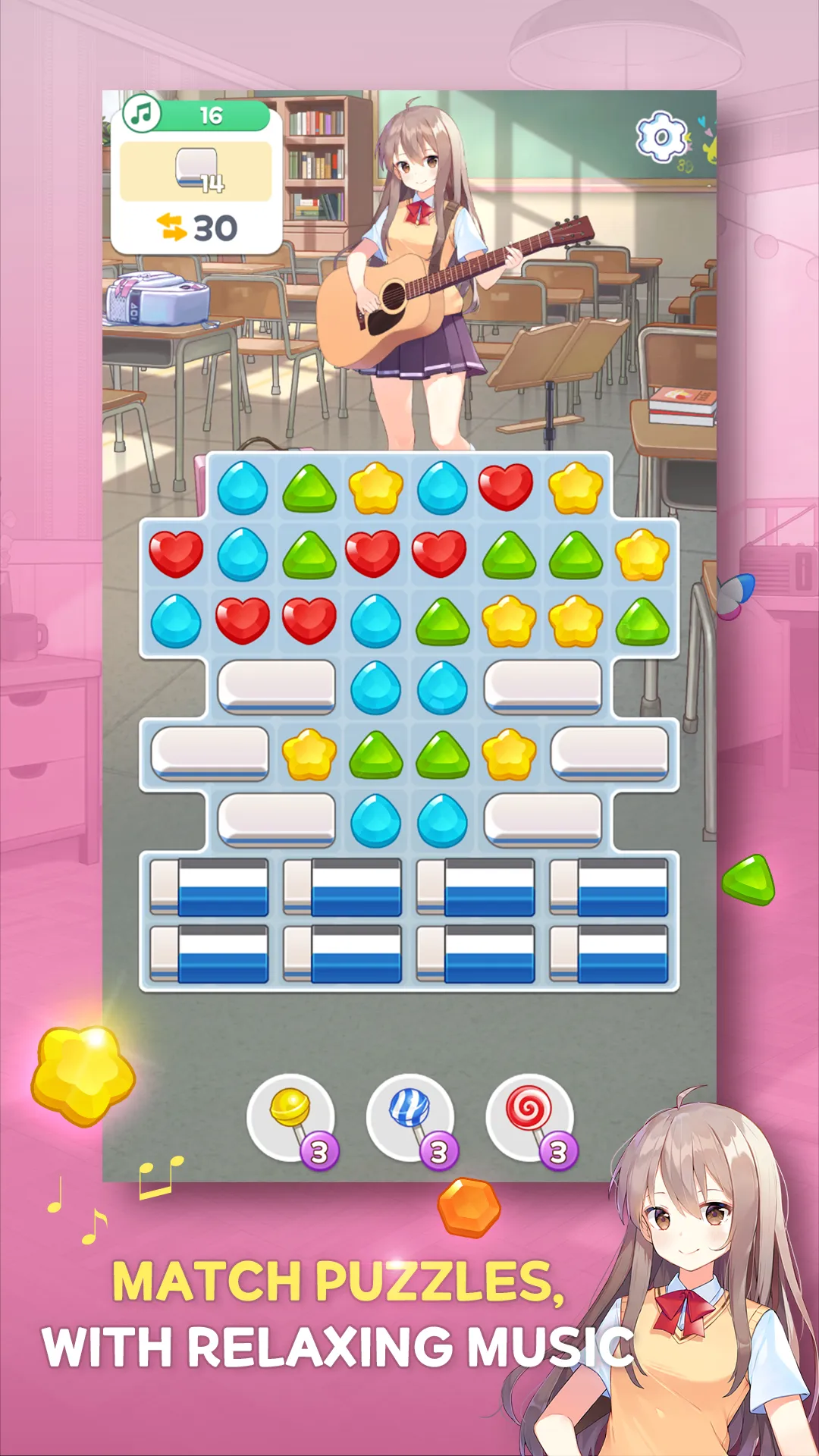 Guitar Girl Match 3 | Indus Appstore | Screenshot