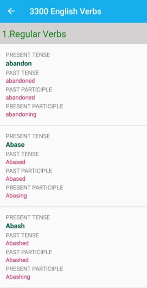 3300 English Verbs - Tenses | Indus Appstore | Screenshot