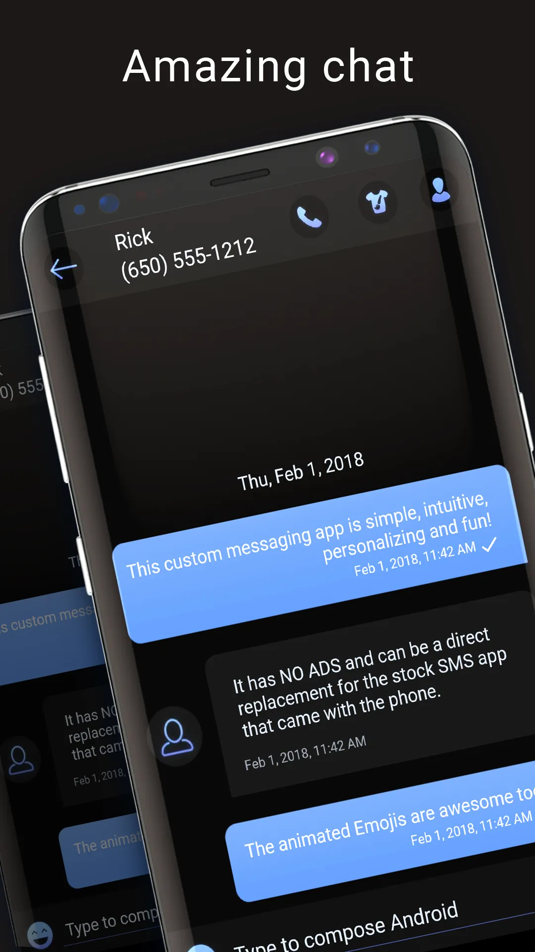 Cool black messenger theme | Indus Appstore | Screenshot