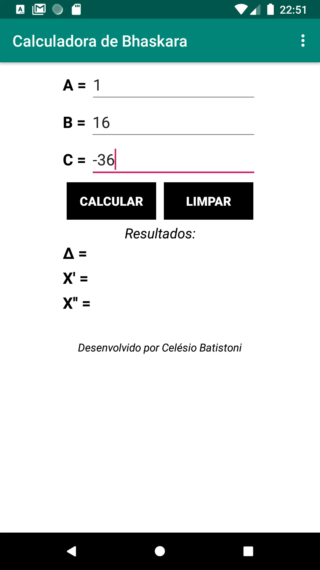 Calculadora de Bhaskara | Indus Appstore | Screenshot