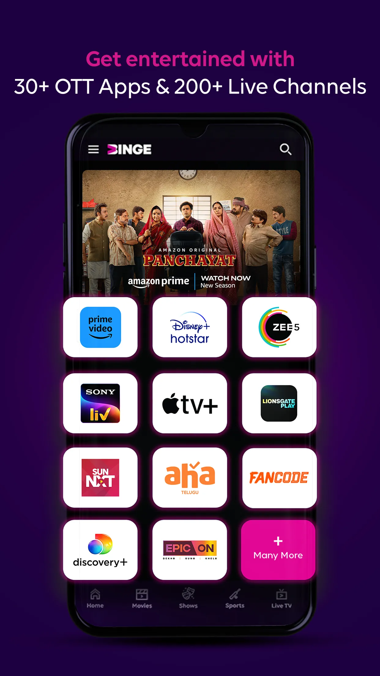 Tata Play Binge: 30+ OTTs in 1 | Indus Appstore | Screenshot