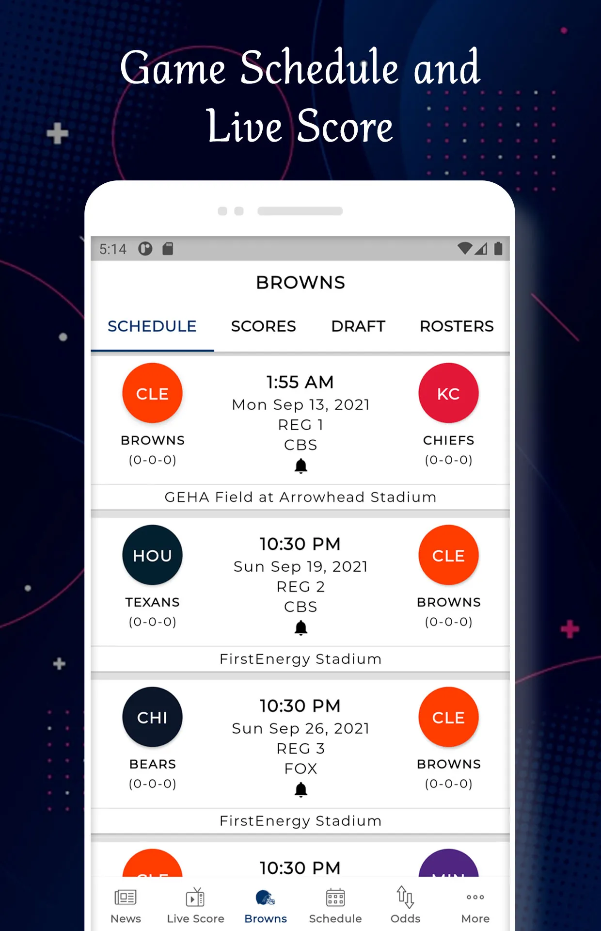 Cleveland - Football Livescore | Indus Appstore | Screenshot