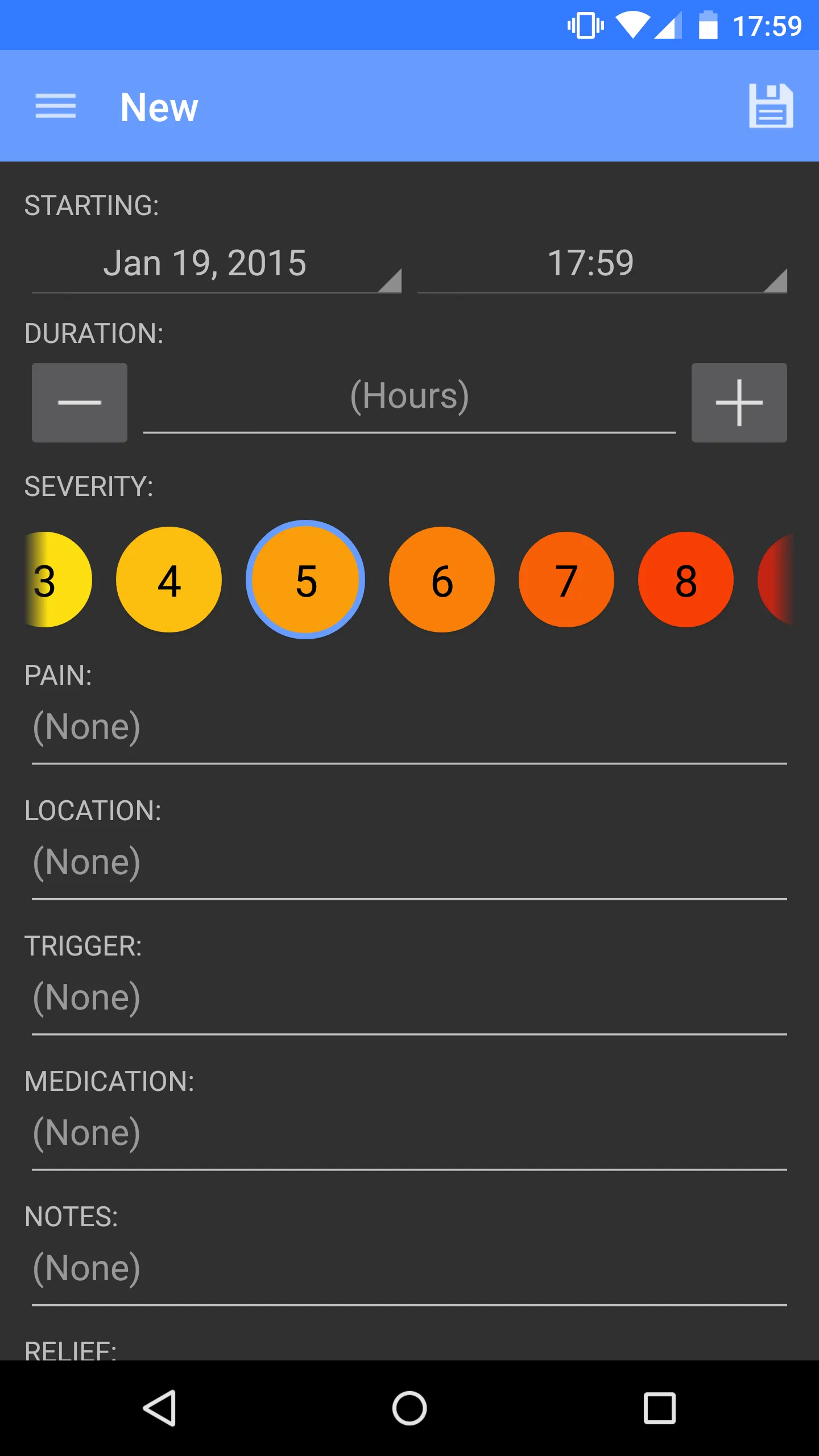 Headache Log | Indus Appstore | Screenshot