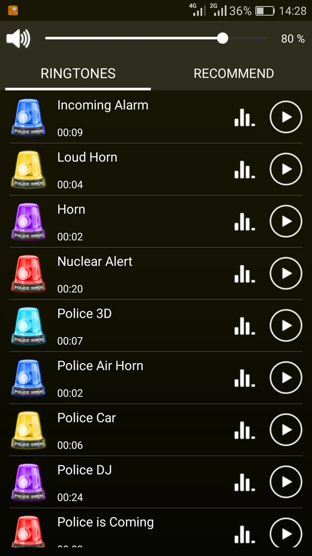 Loud Siren Ringtones | Indus Appstore | Screenshot