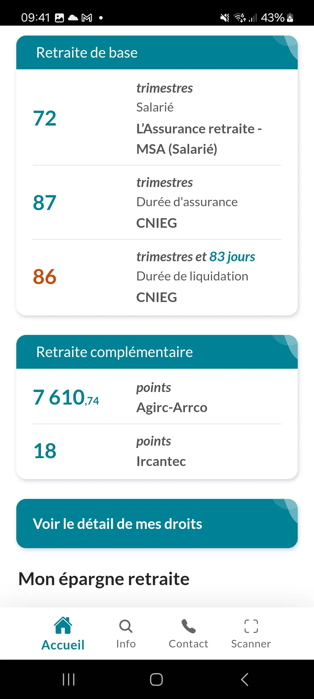 Mon compte retraite | Indus Appstore | Screenshot