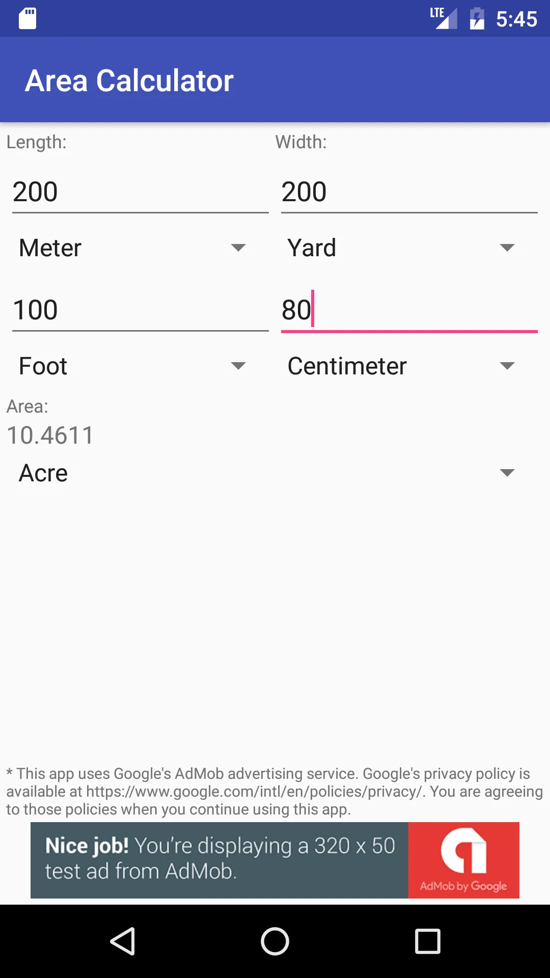 Area Calculator | Indus Appstore | Screenshot