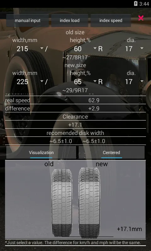 Tire size calculator | Indus Appstore | Screenshot