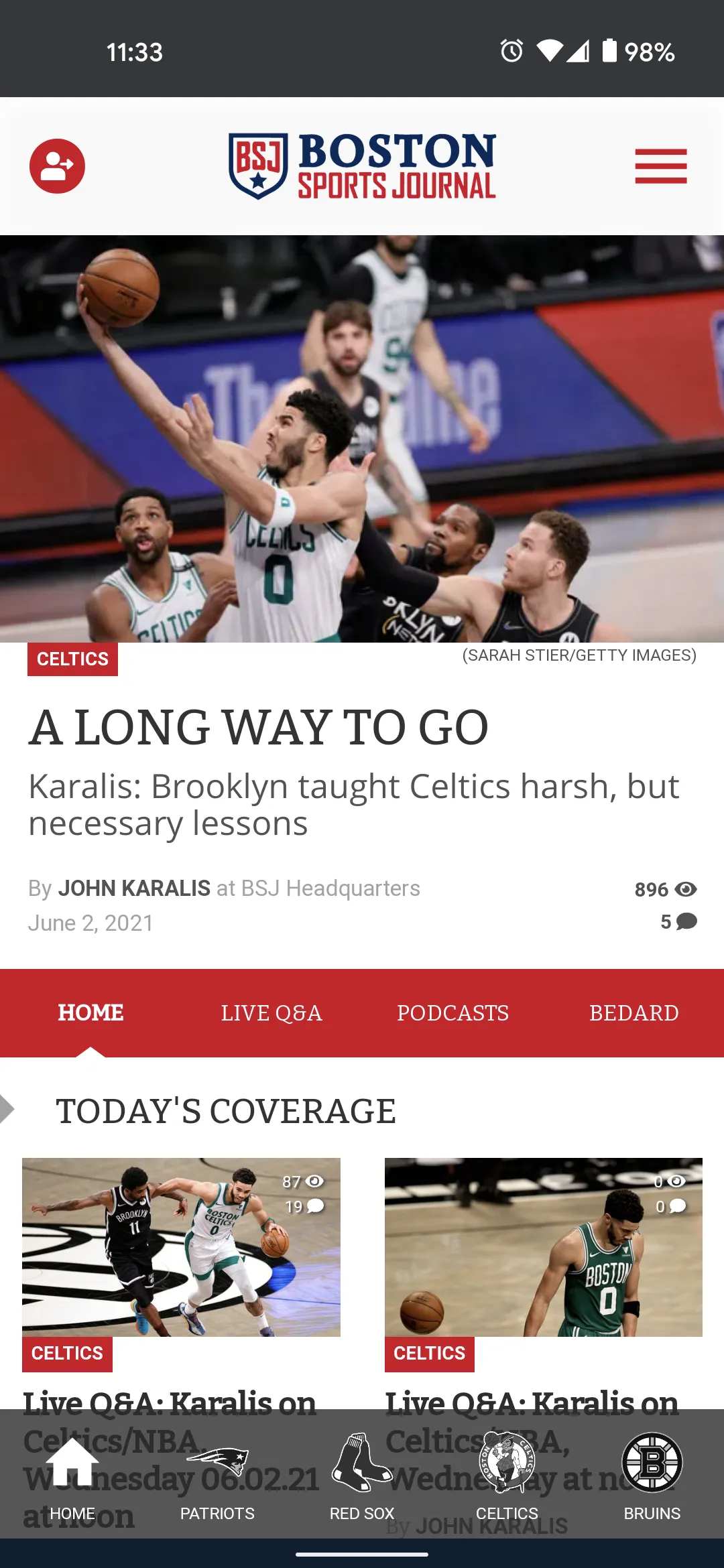 Boston Sports Journal | Indus Appstore | Screenshot