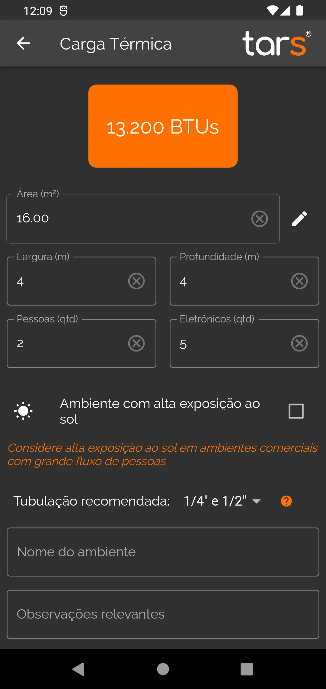 TARS - Cálculo de BTUs | Indus Appstore | Screenshot