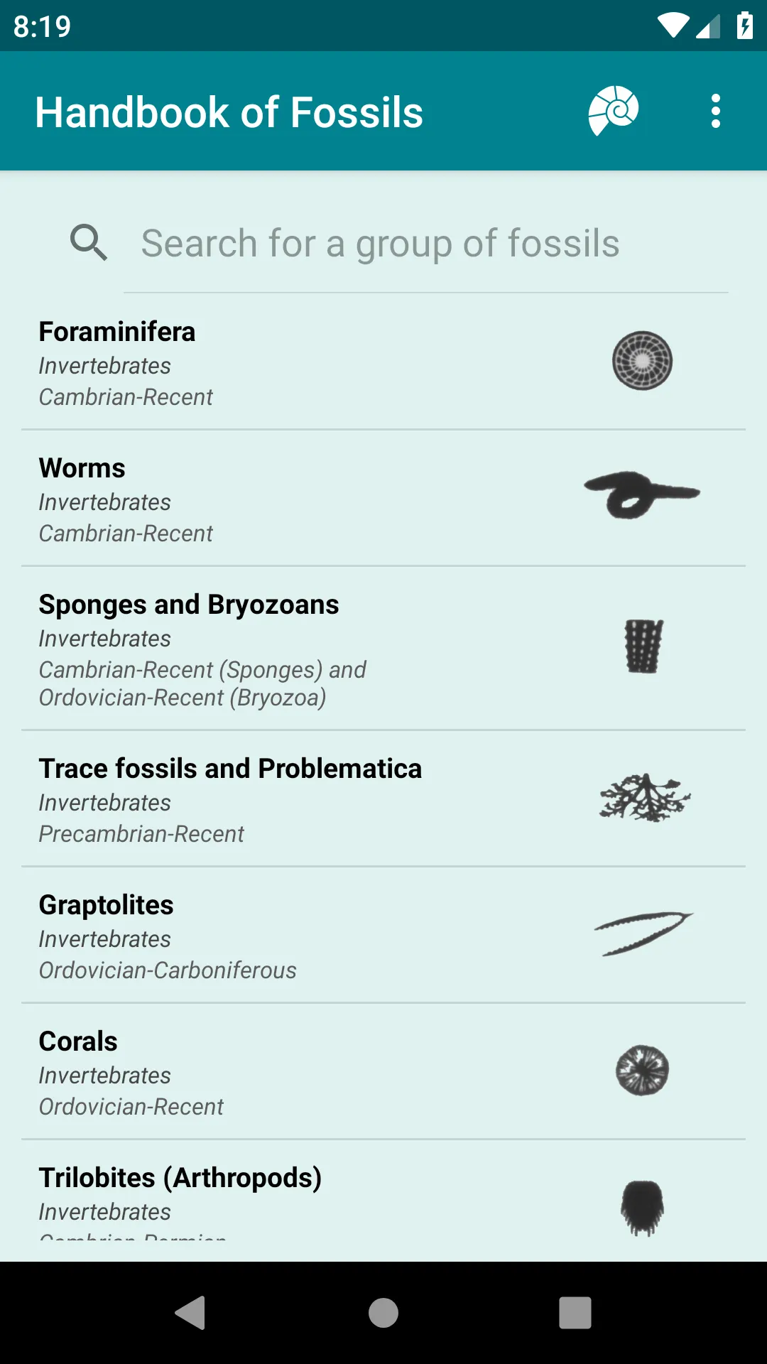 Handbook of Fossils | Indus Appstore | Screenshot