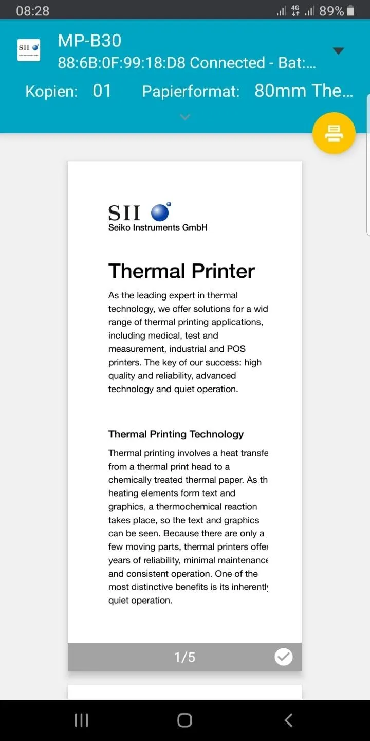 SII Print Service for Android | Indus Appstore | Screenshot