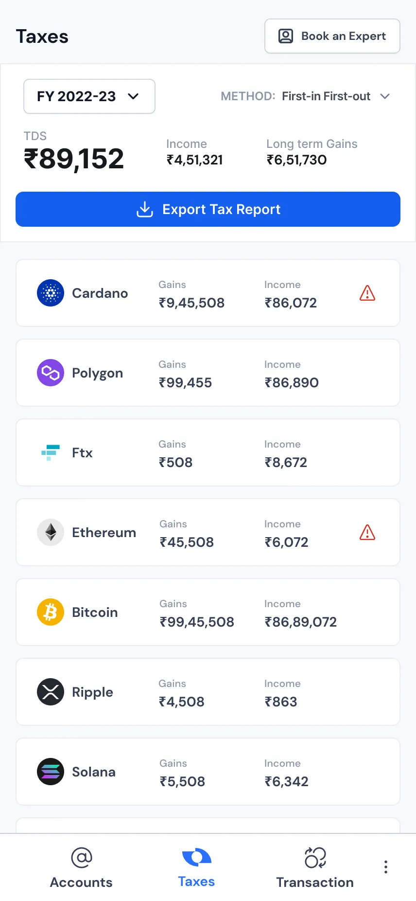 Binocs: Crypto Tax Calculator | Indus Appstore | Screenshot