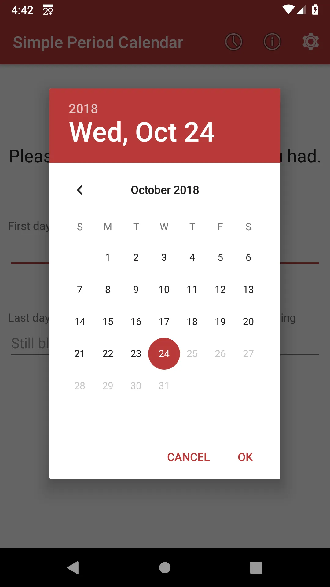 Simple Period Calendar | Indus Appstore | Screenshot