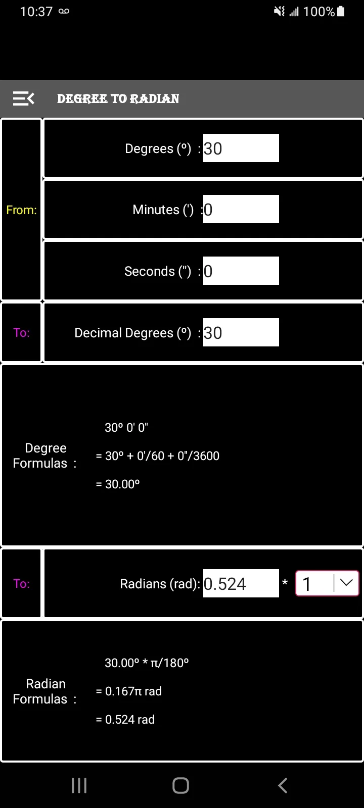 Degree Radian Converter | Indus Appstore | Screenshot