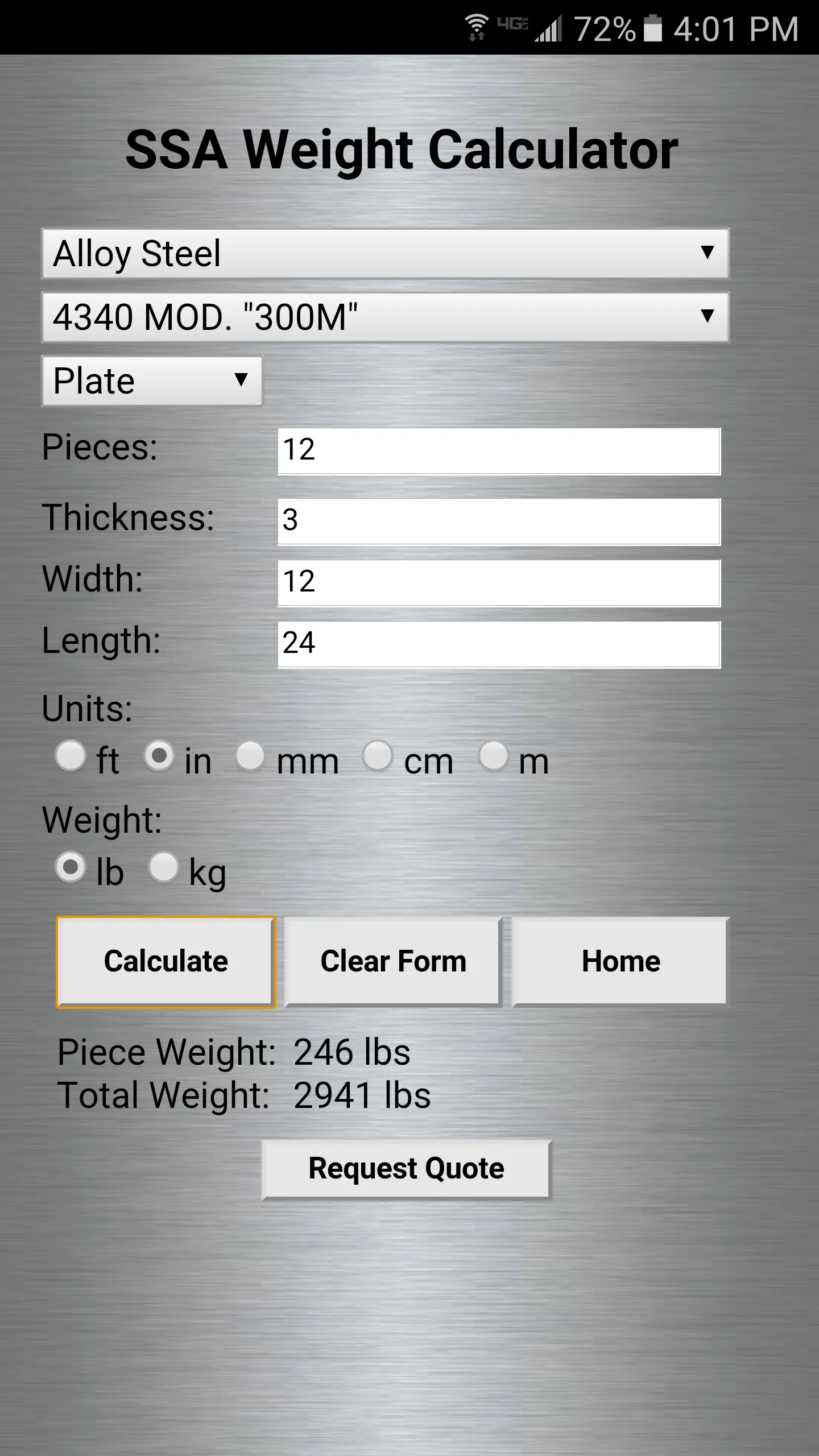 Service Steel Calculator | Indus Appstore | Screenshot