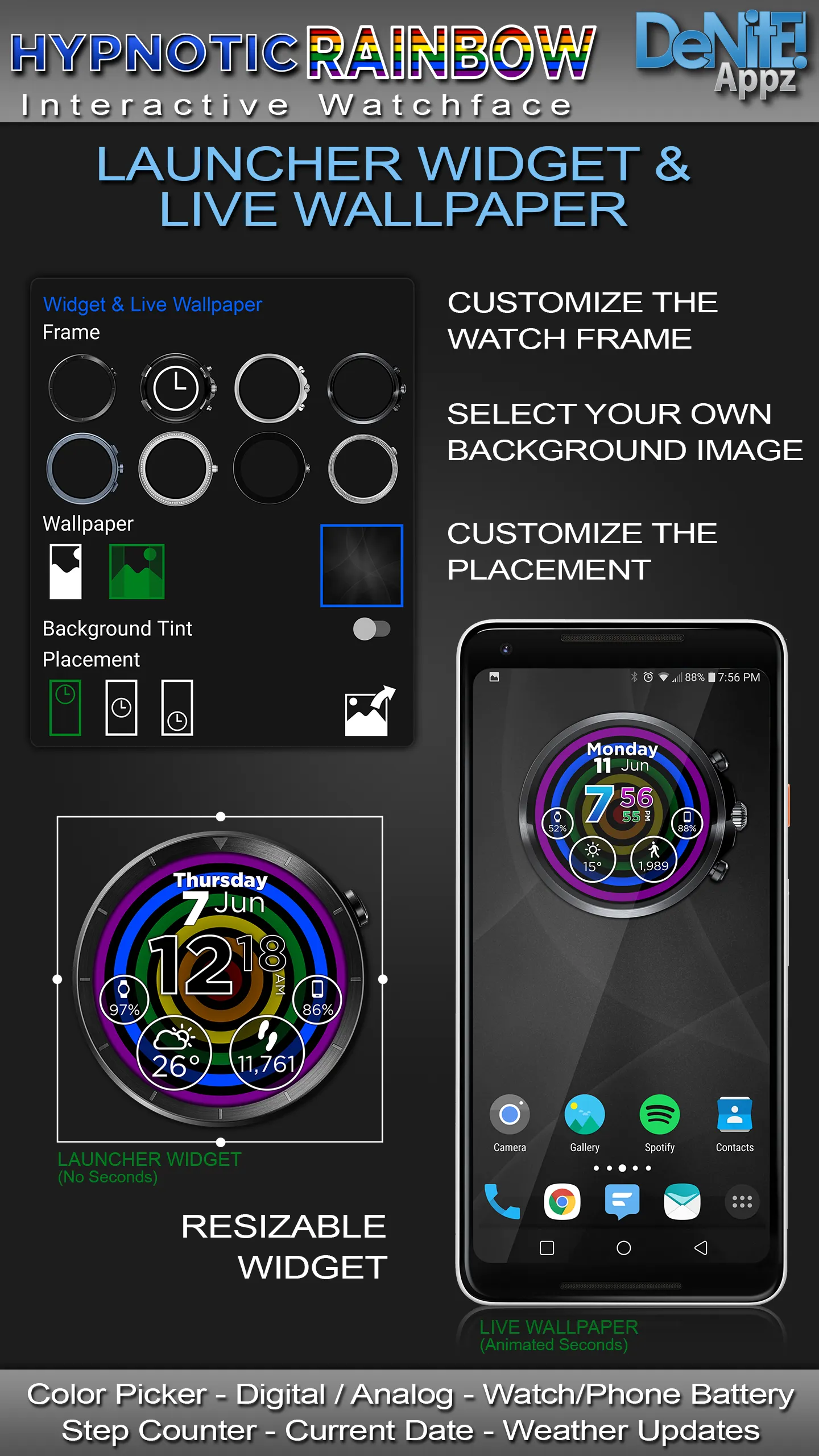 Hypnotic Rainbow Watch Face | Indus Appstore | Screenshot