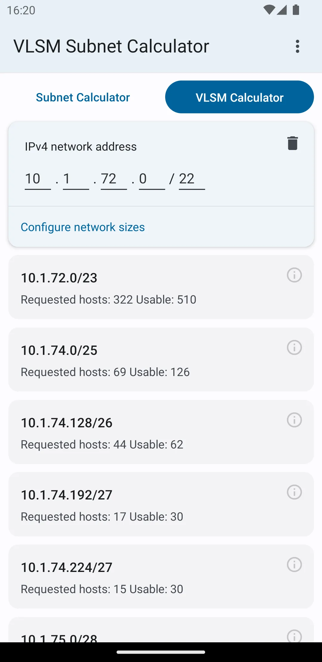 VLSM / CIDR Subnet Calculator | Indus Appstore | Screenshot