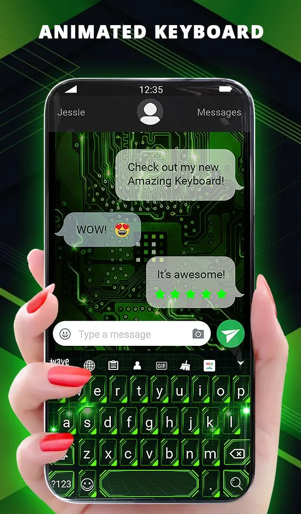 Cyber Green Wallpaper Keyboard | Indus Appstore | Screenshot