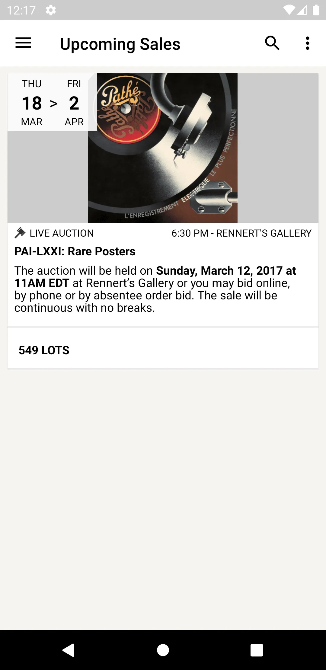 Poster Auctions International | Indus Appstore | Screenshot