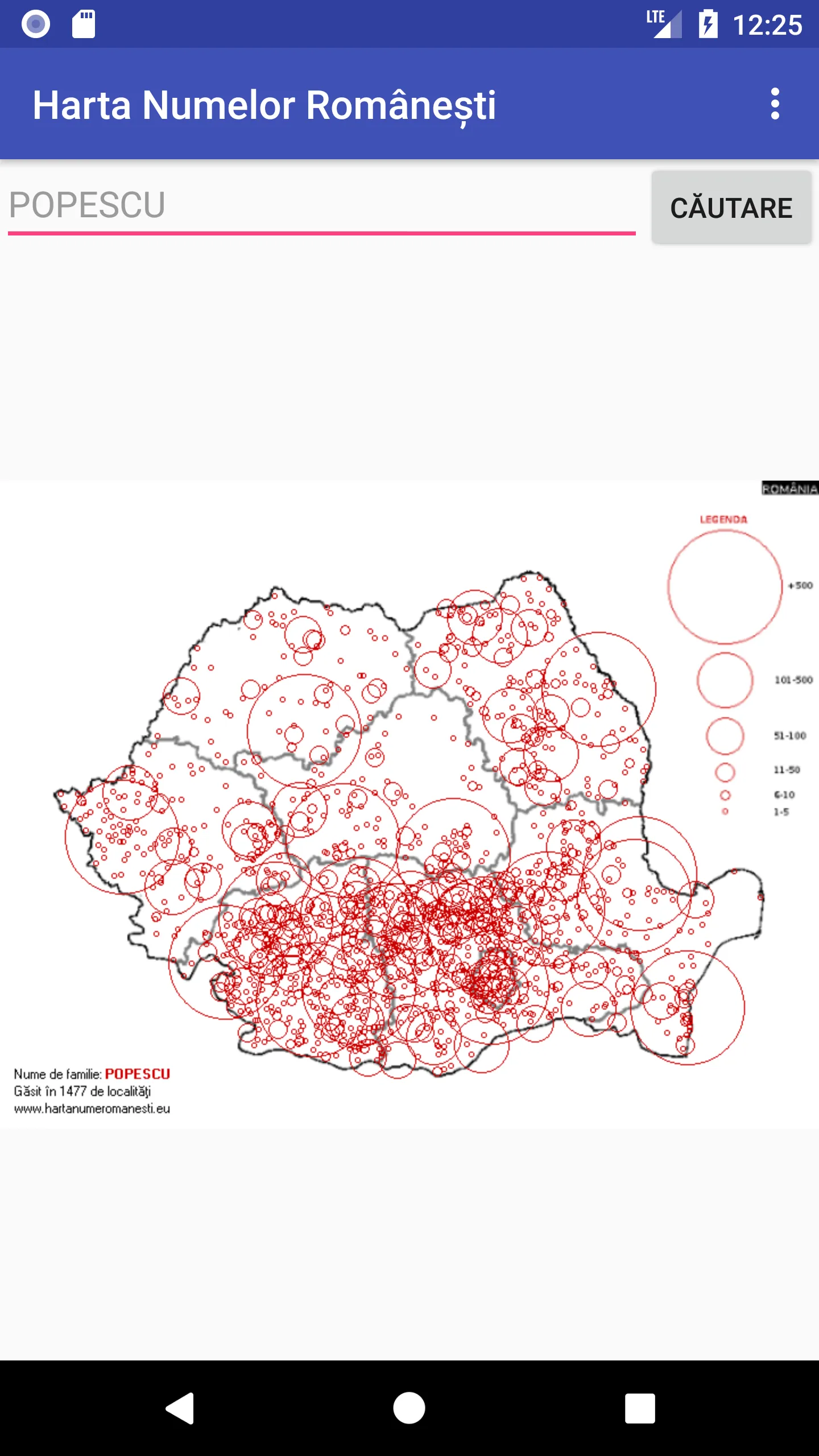 Harta Numelor Românești | Indus Appstore | Screenshot