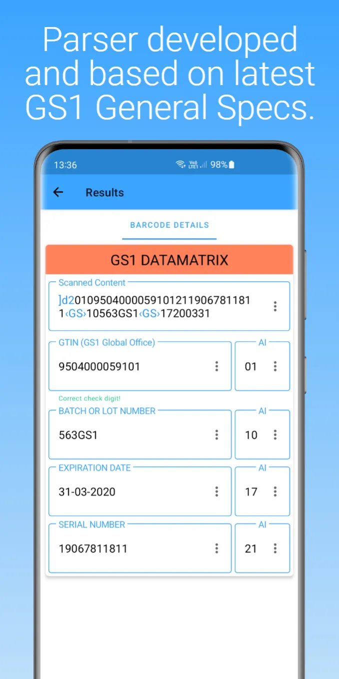 GS1 Barcode Scanner | Indus Appstore | Screenshot