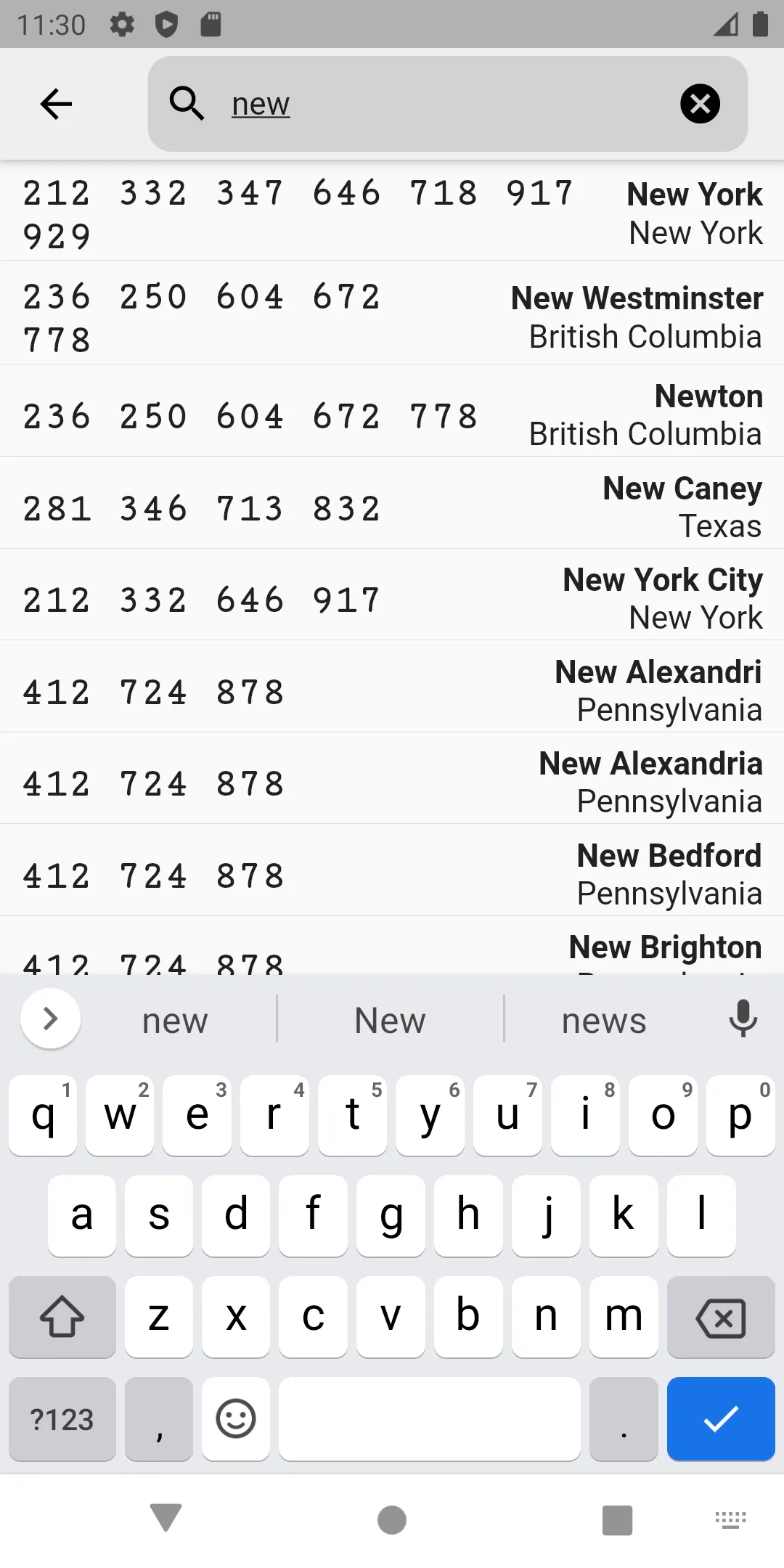 Area Codes | Indus Appstore | Screenshot