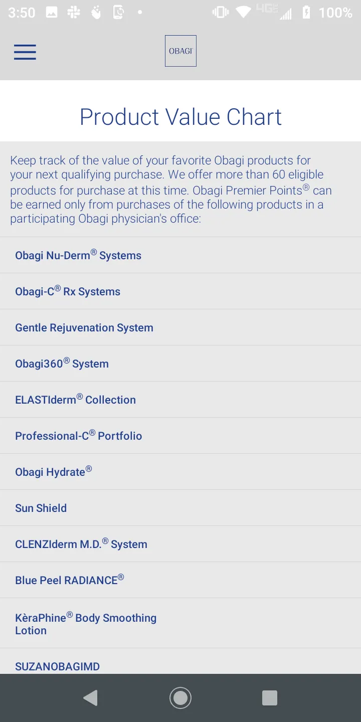 Obagi Premier Points | Indus Appstore | Screenshot