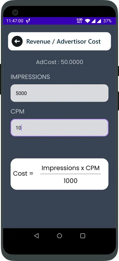 CPM Calculator | Indus Appstore | Screenshot