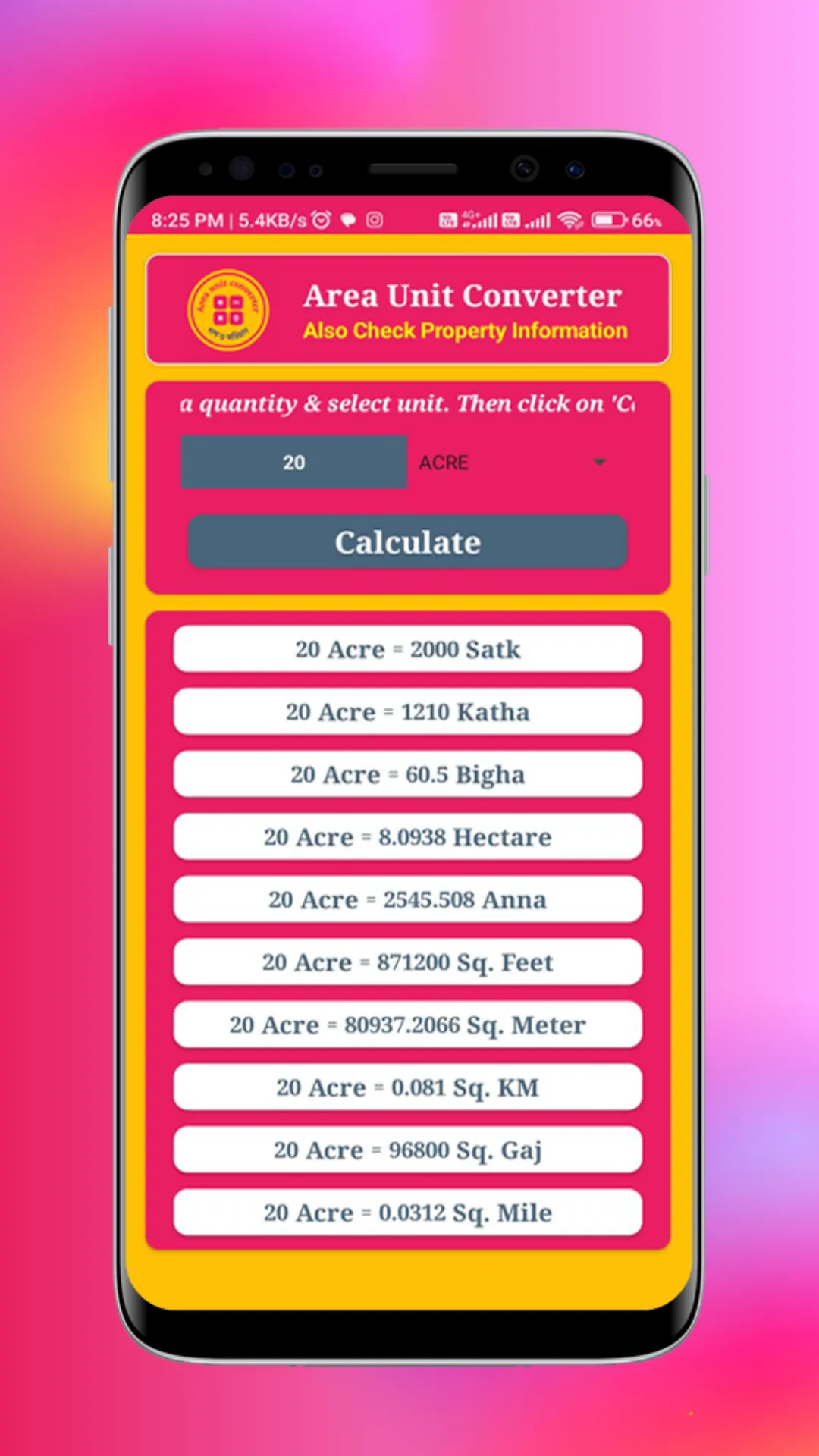 Land Area Unit Converter | Indus Appstore | Screenshot