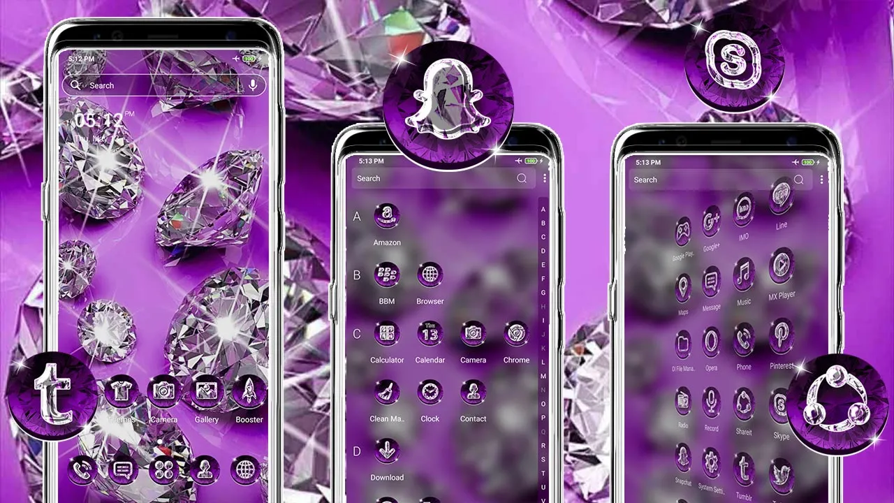 Purple Diamond Launcher Theme | Indus Appstore | Screenshot