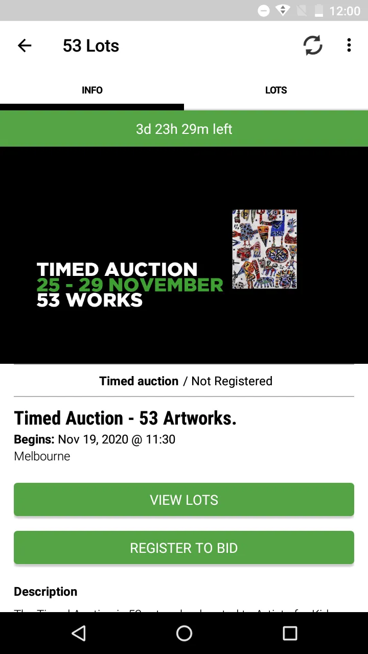 Artists for Kids Auction | Indus Appstore | Screenshot