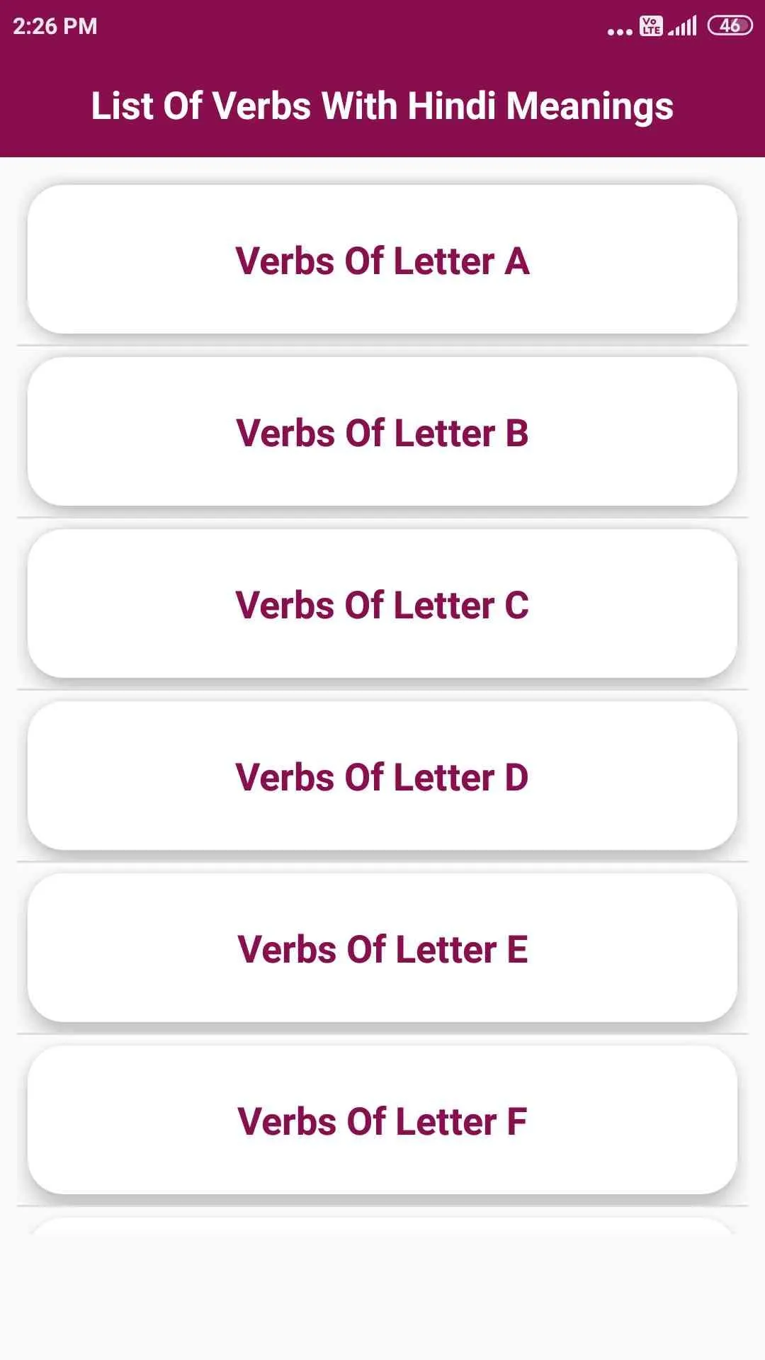 List of Verbs Forms with Hindi | Indus Appstore | Screenshot