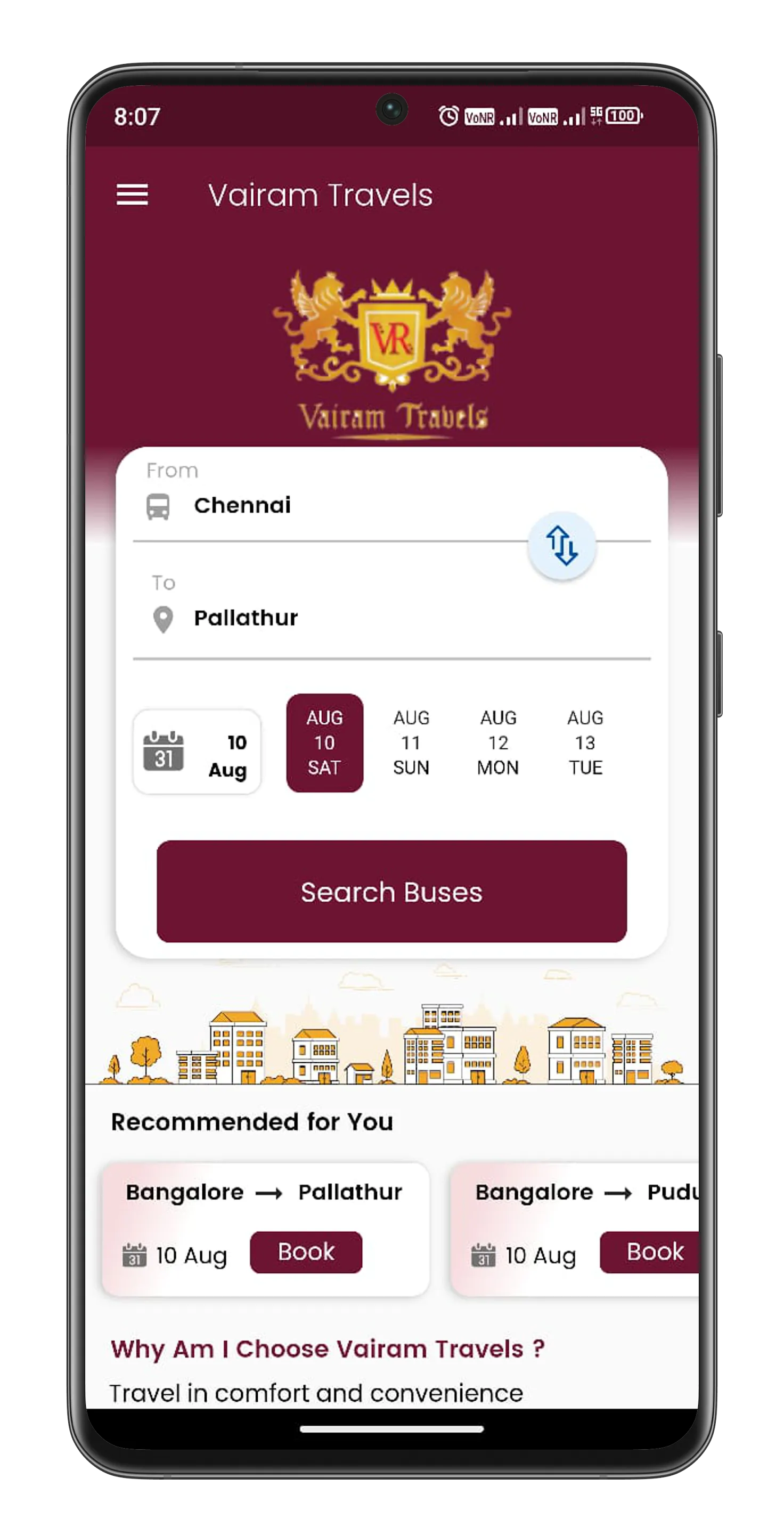 Vairam Travels - Bus Tickets | Indus Appstore | Screenshot