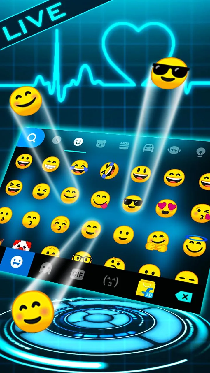 Animated Neon Heart Keyboard T | Indus Appstore | Screenshot