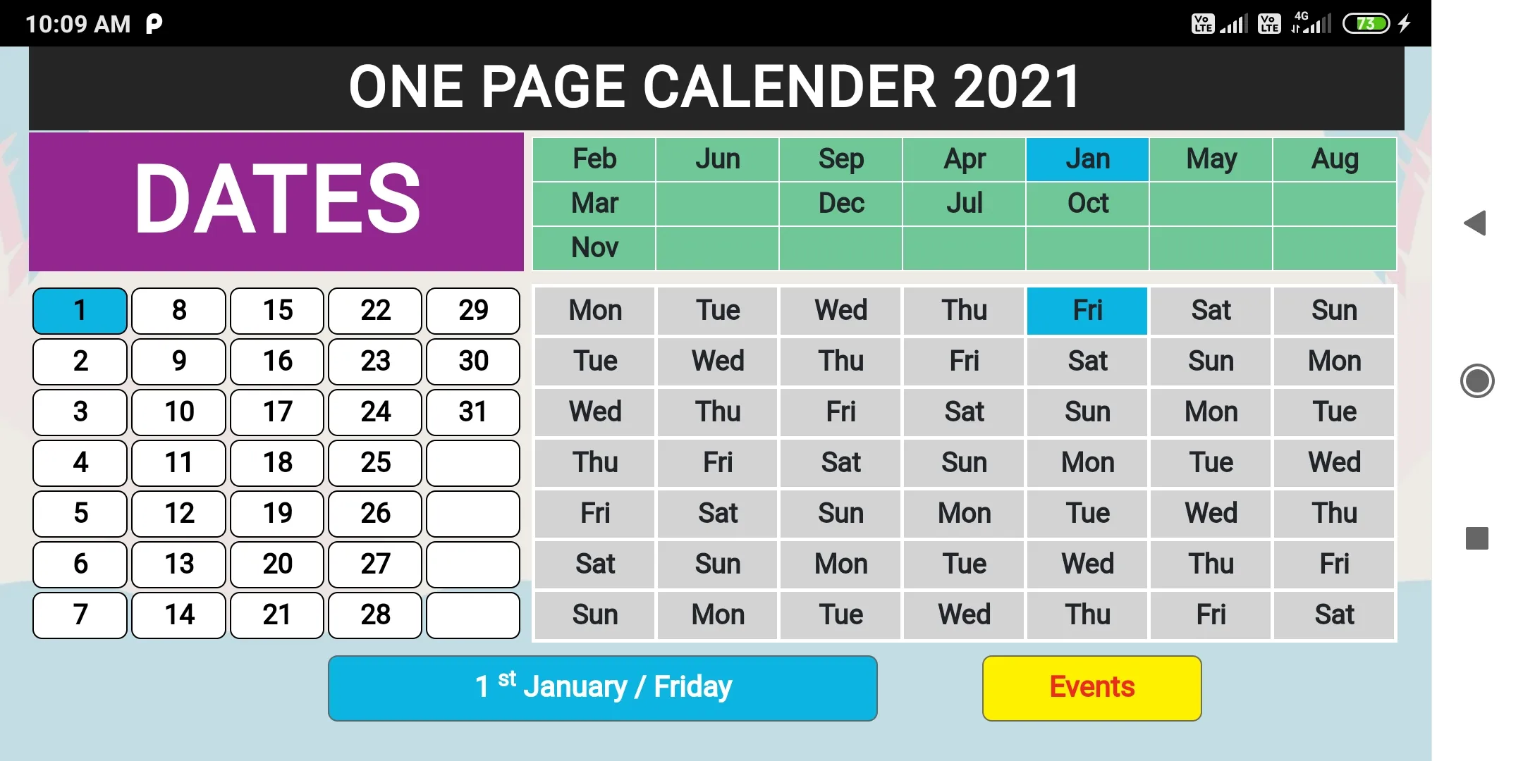 2021 One page calendar | Indus Appstore | Screenshot