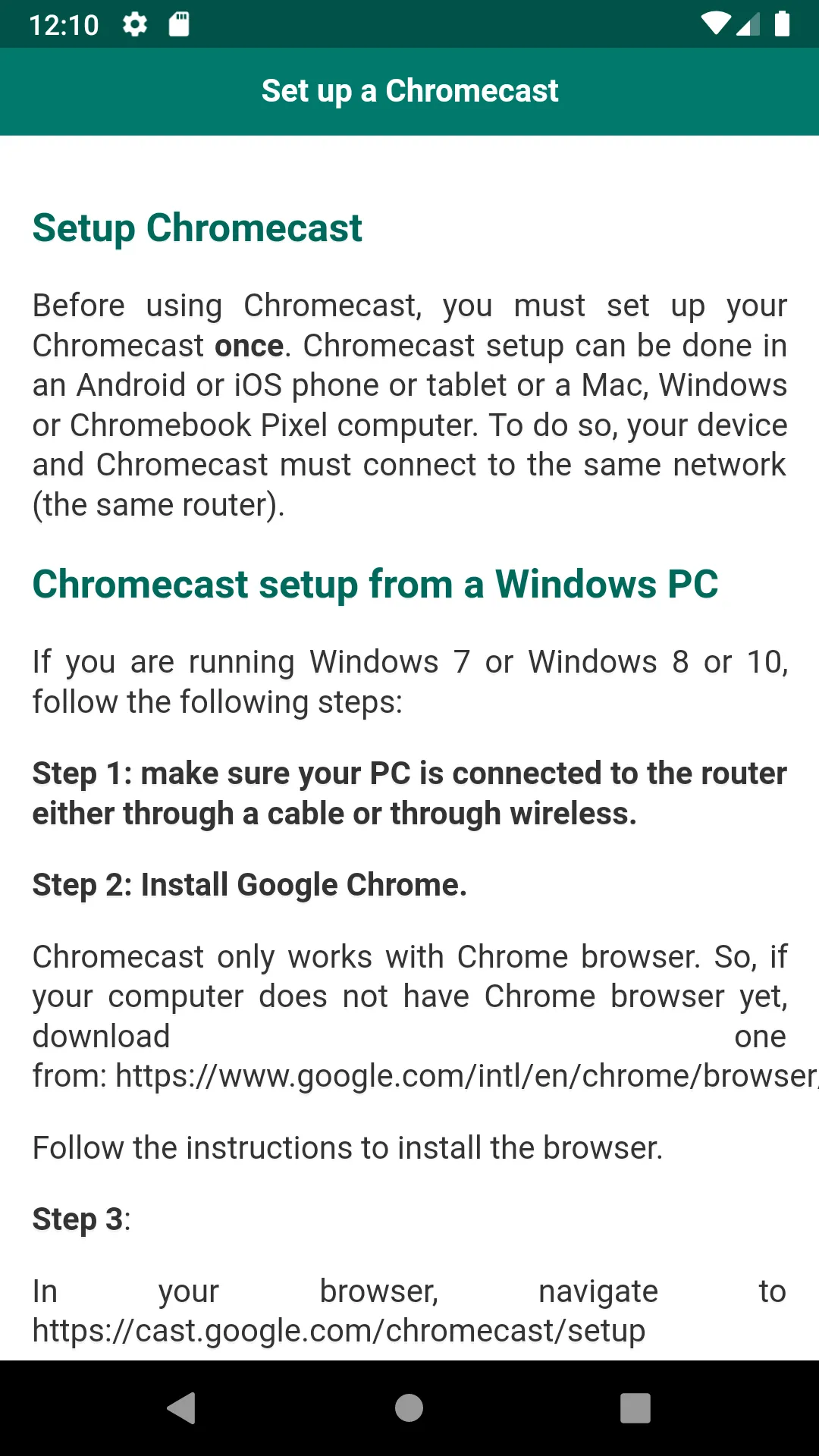 User guide for Chromecast | Indus Appstore | Screenshot