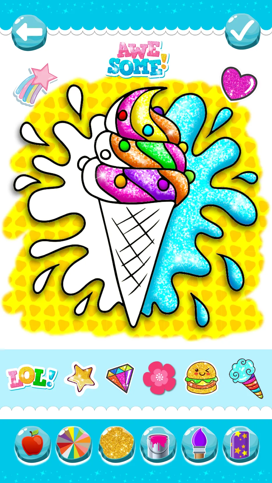 Glitter Ice Cream Coloring | Indus Appstore | Screenshot