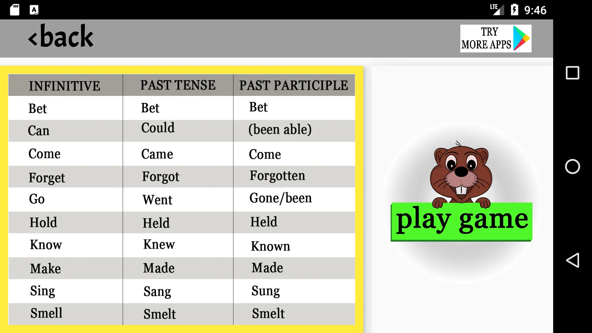 Irregular verbs | Indus Appstore | Screenshot