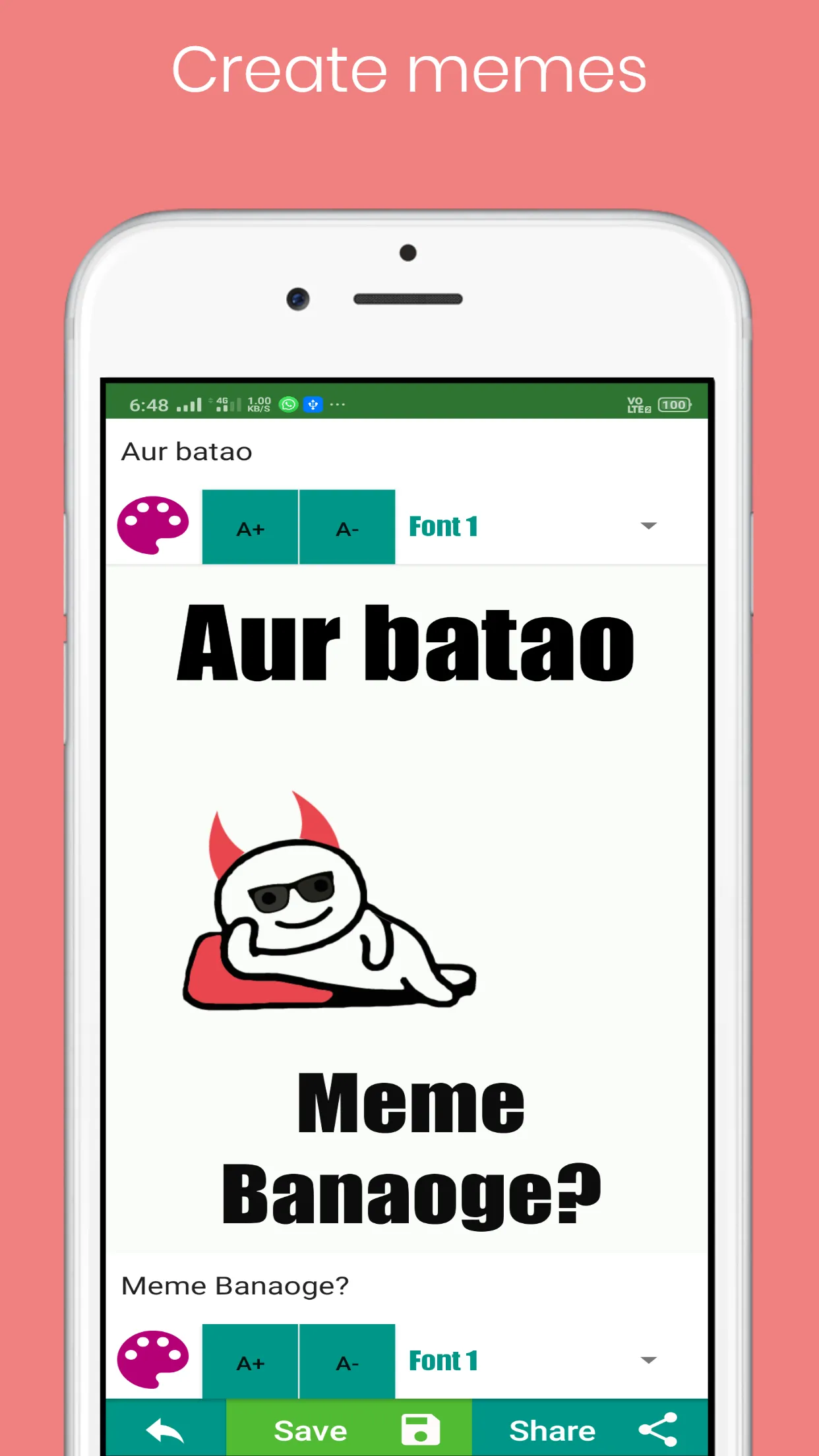 Aur Batao Meme Maker - Generat | Indus Appstore | Screenshot