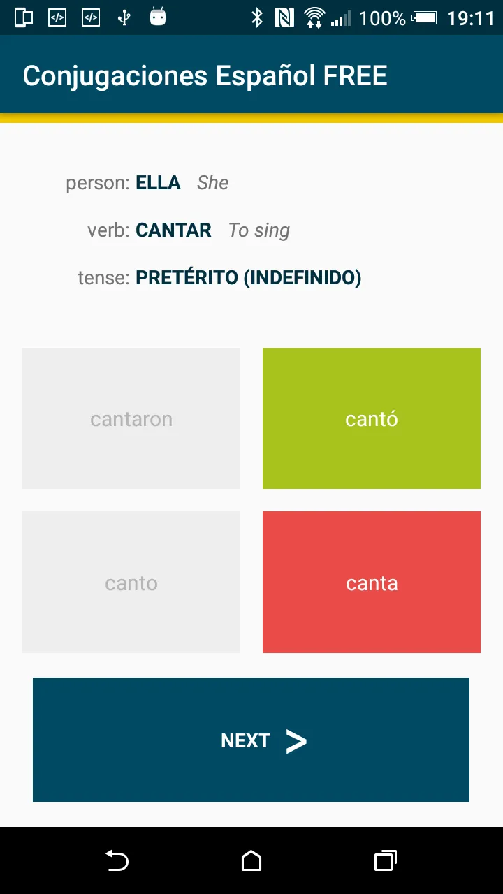 Spanish verb conjugations Espa | Indus Appstore | Screenshot