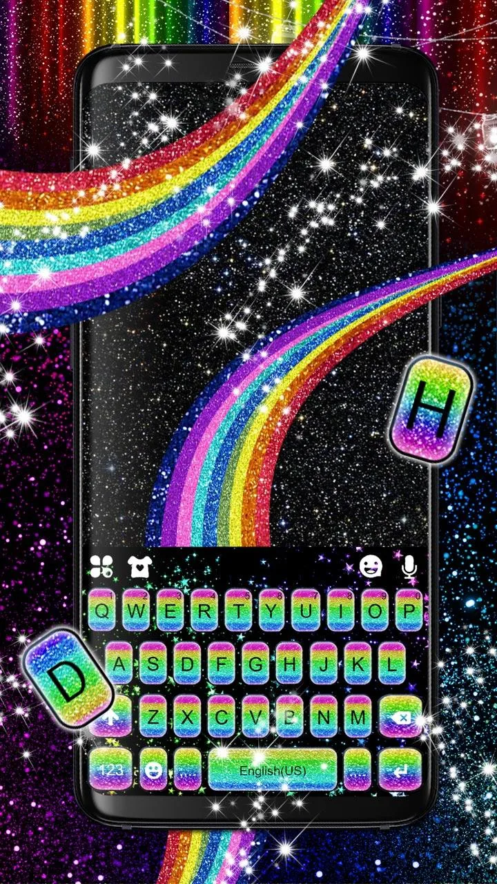 Rainbow Glitter Keyboard Theme | Indus Appstore | Screenshot