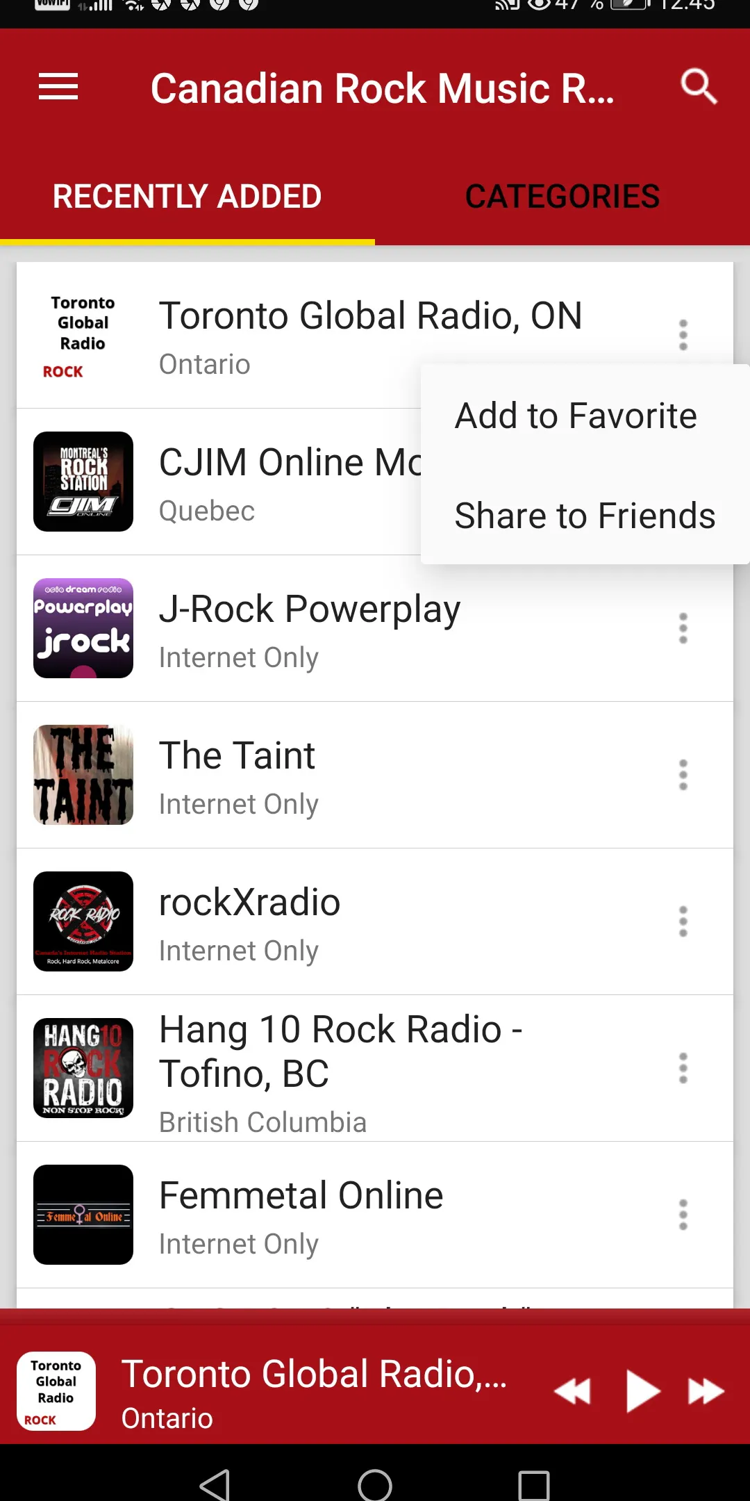 Canadian Rock Radio Stations | Indus Appstore | Screenshot