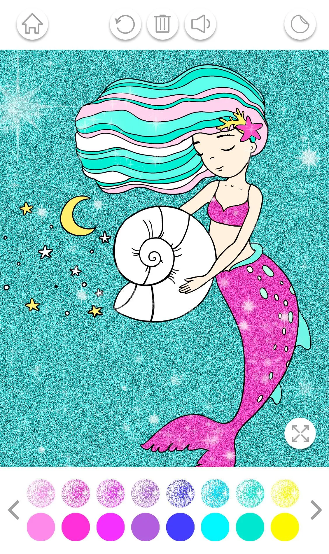 Mermaid Coloring Page Glitter | Indus Appstore | Screenshot