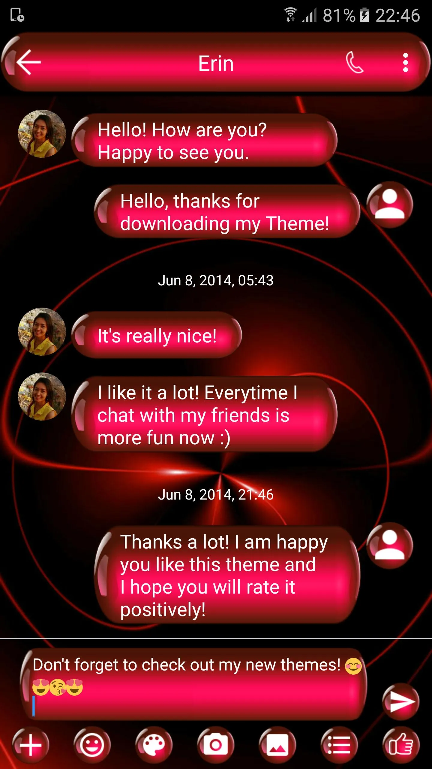 SMS Messages Spheres Red Theme | Indus Appstore | Screenshot