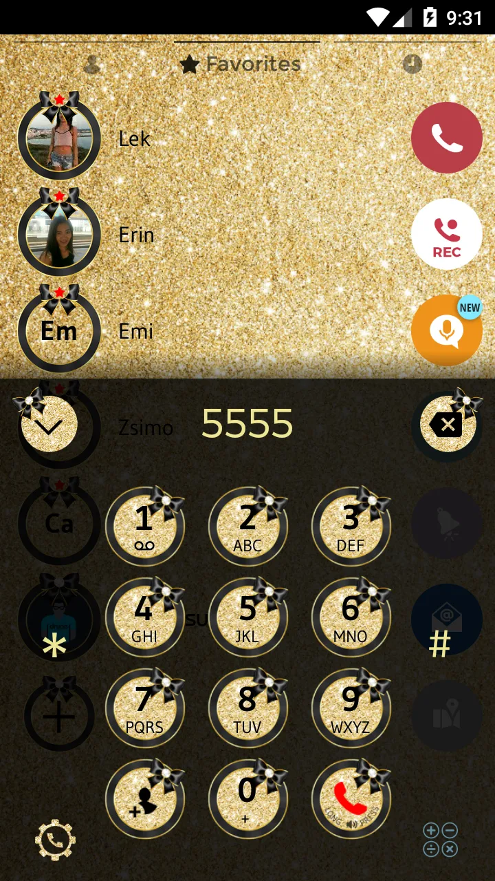 Theme Dialer Glitter Gold Bow | Indus Appstore | Screenshot