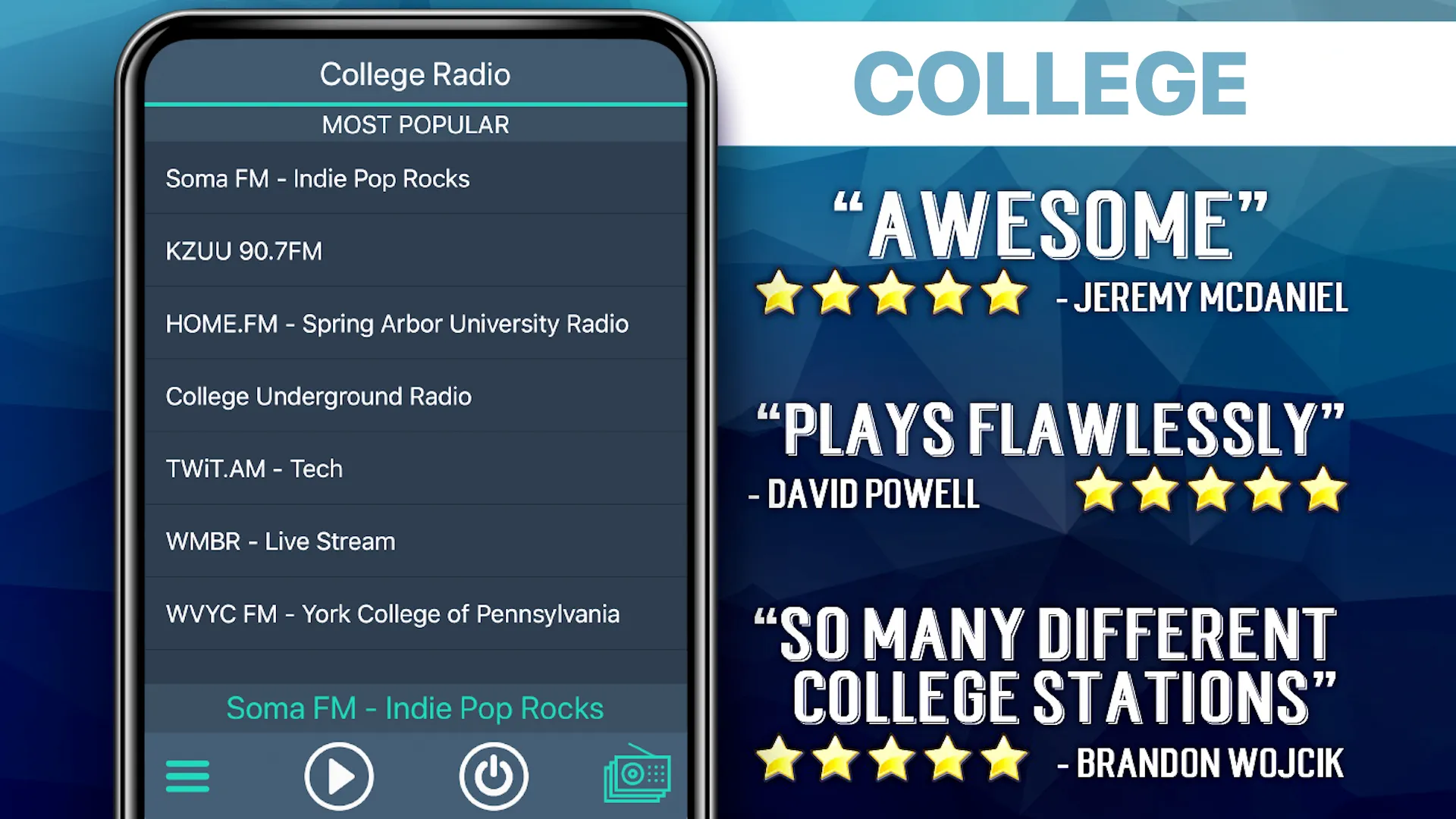 College Radio Favorites | Indus Appstore | Screenshot