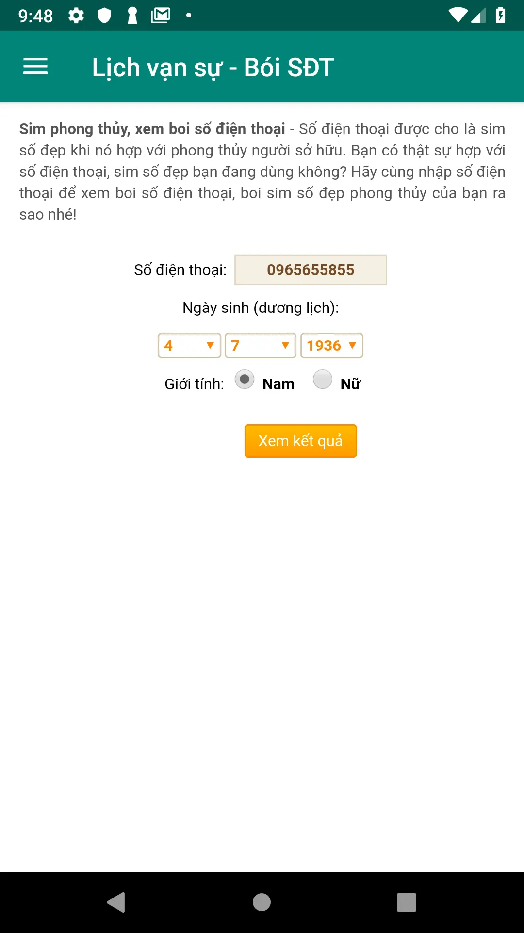 Lịch vạn sự - Bói SĐT | Indus Appstore | Screenshot