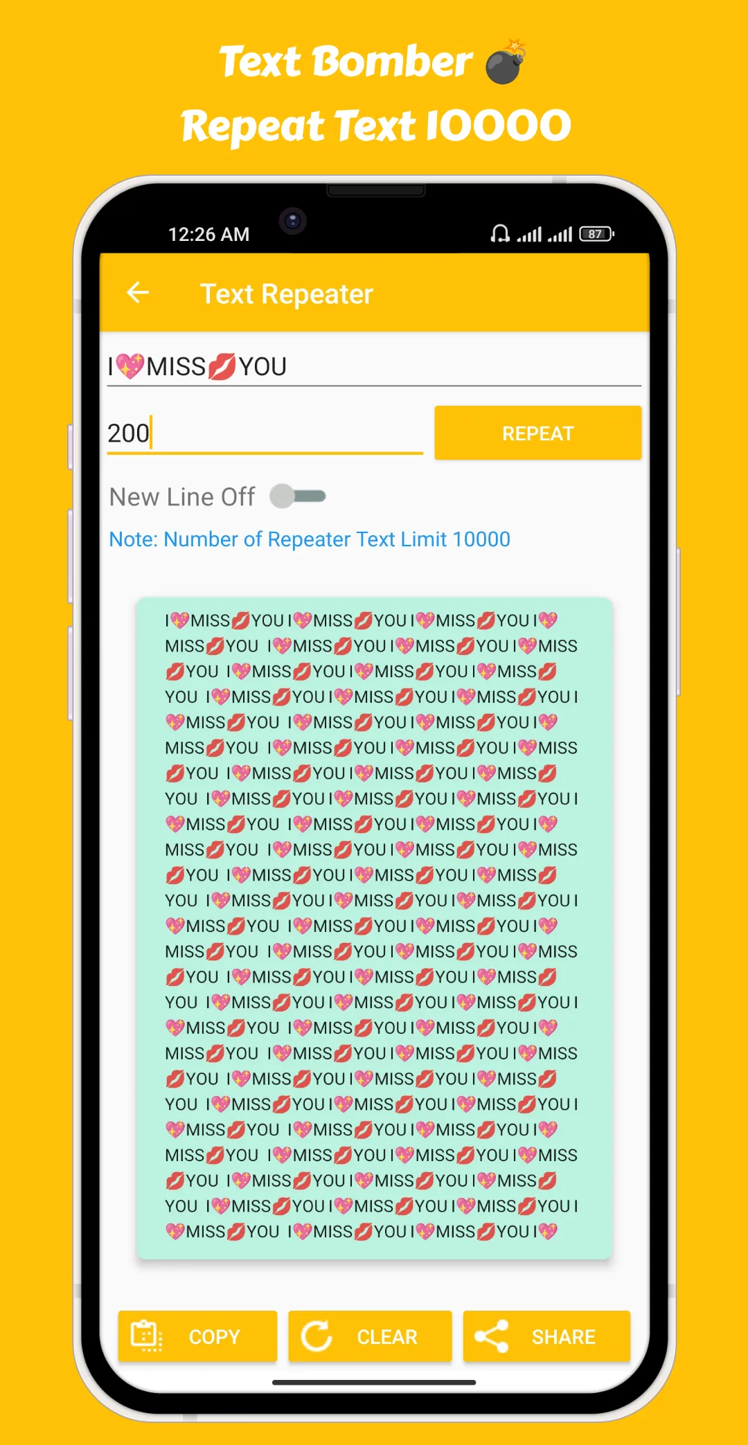 Text Repeater : Text Bomber | Indus Appstore | Screenshot